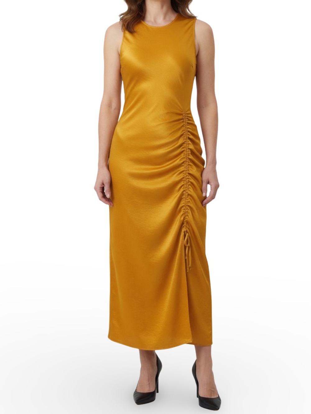NEW House of Harlow 1960 Sleeveless Drawstring Midi Dress Size Med